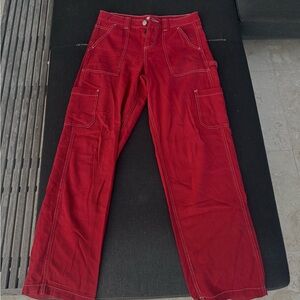 Woman’s Red Corduroy Cargo Pants
